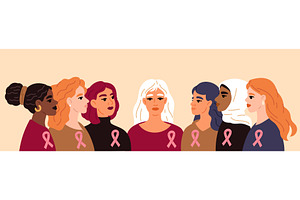 Multicultural beautiful women with, a Healthcare Illustration by Vectorbuum