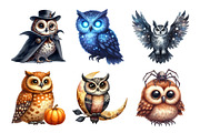 Watercolor Spooky Owls Clipart, an Illustration by Daily.Designs (Thumbnail 3 of 5)