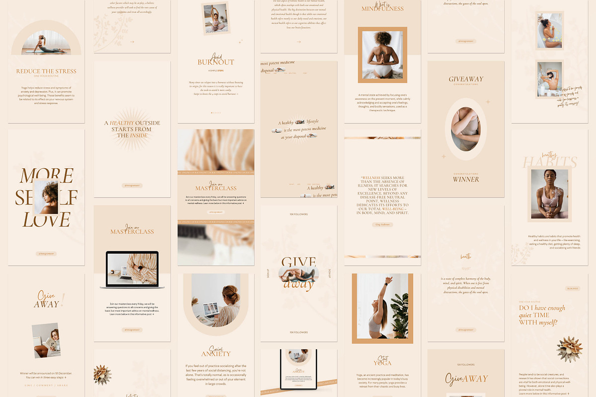 Wellness Social Media Kit CANVA, a Social Media Template by Wildnun Studio
