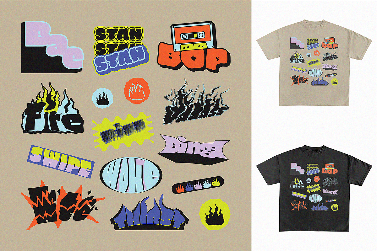Slang Typography Sticker Pack Vol.2, a Graphic by 159room.studio