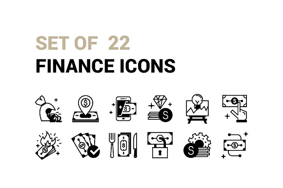 Set Of 22 Finance Icons.