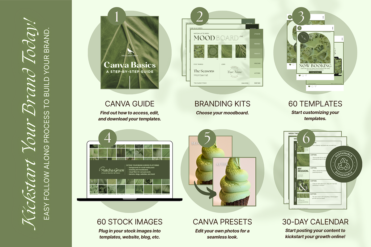 Matcha Green Branding Kit, a Social Media Template by The Flossy Finch (Photo 11 of 18)