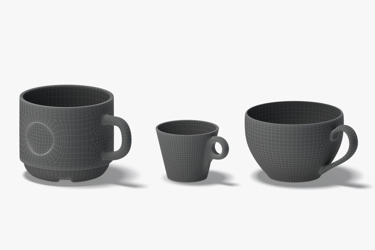 10 White Ceramic Cups 3D Model, an Object 3D Model by rebrandy (Photo 9 of 9)