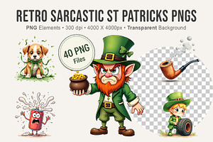 Retro Sarcastic St Patricks PNGs, an Illustration by Artnoy