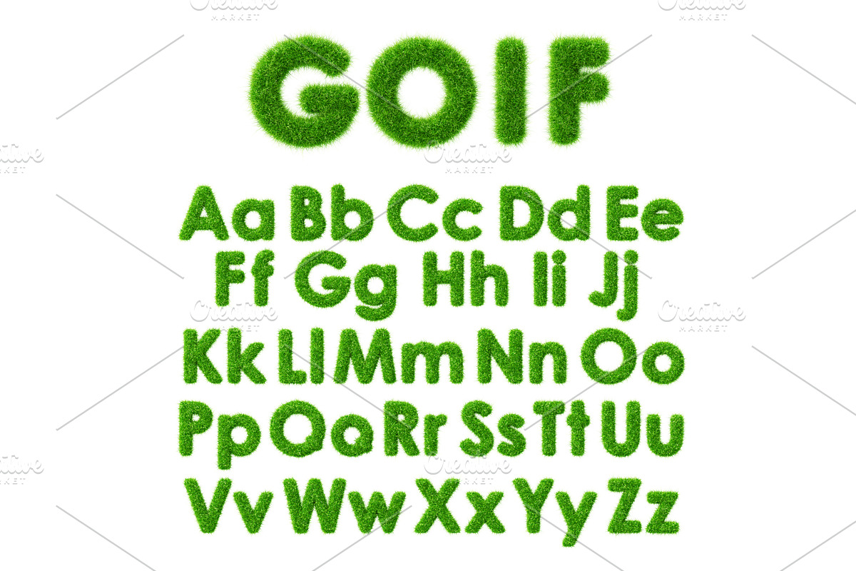 3d golf text, green grass font of, a Sport Illustration by Marozhkastudio