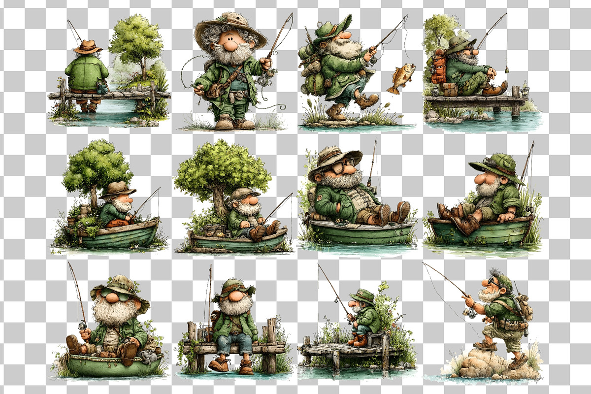 Fisherman Watercolor Clipart, a Person Illustration by Nicolle's Colorful Art (Photo 4 of 5)
