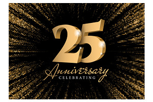 Anniversary 25. Card gold 3d numbers