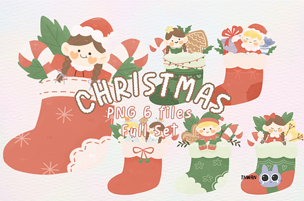 Stocking Christmas Santa Watercolor