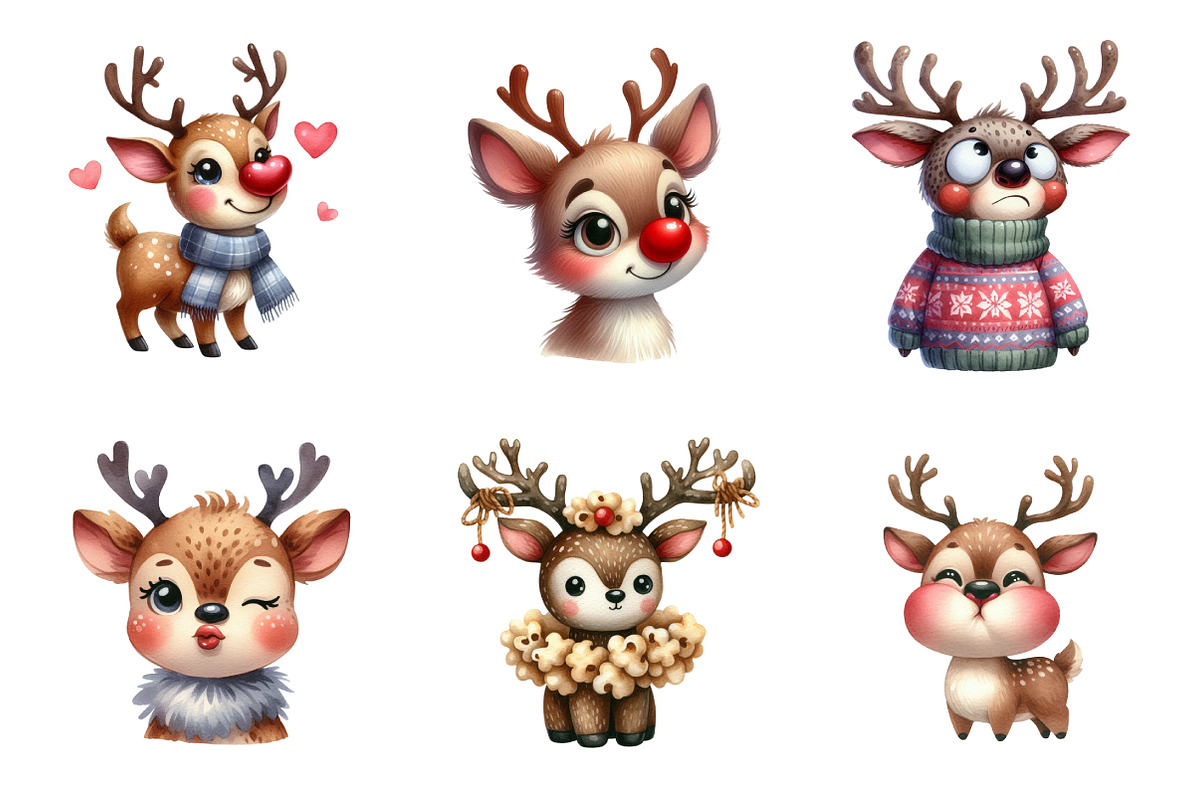 Reindeer Merry Christmas Clipart PNG, an Illustration by SinaCreation (Photo 4 of 7)