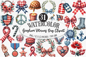Gingham Veterans Day Clipart, an Illustration by Designking