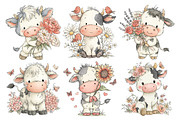 Watercolor Cute Cow Clipart, an Animal Illustration by Creative Art (Thumbnail 5 of 7)