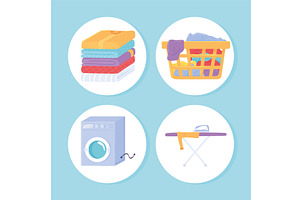 icon objects of laundry, an Illustration by studiogstock