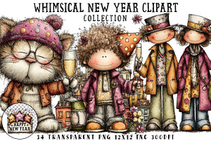 Whimsical New Year Clipart, an Illustration by OK Design