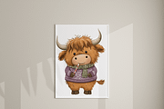 20 Christmas Highland Cow Clipart, an Animal Illustration by Pati Charm Studio (Thumbnail 8 of 8)