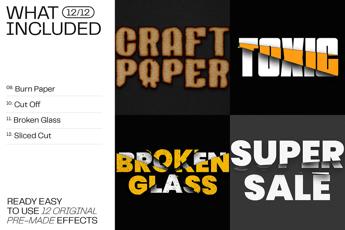 12 Text Effect Templates, a Layer Style Add-On by iDoodle Studio (Photo 3 of 6)