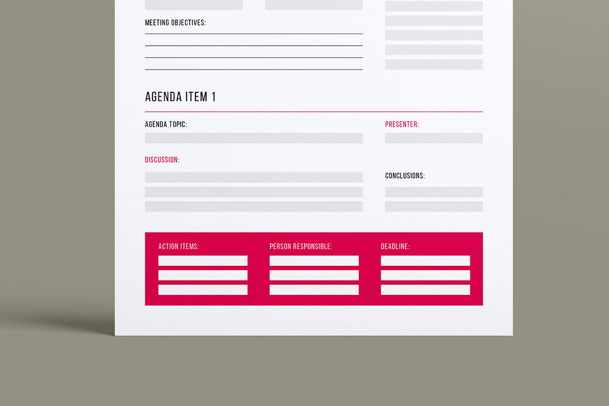 Meeting Minutes Template Layout, a Stationery Template by MightyDesign (Photo 5 of 8)