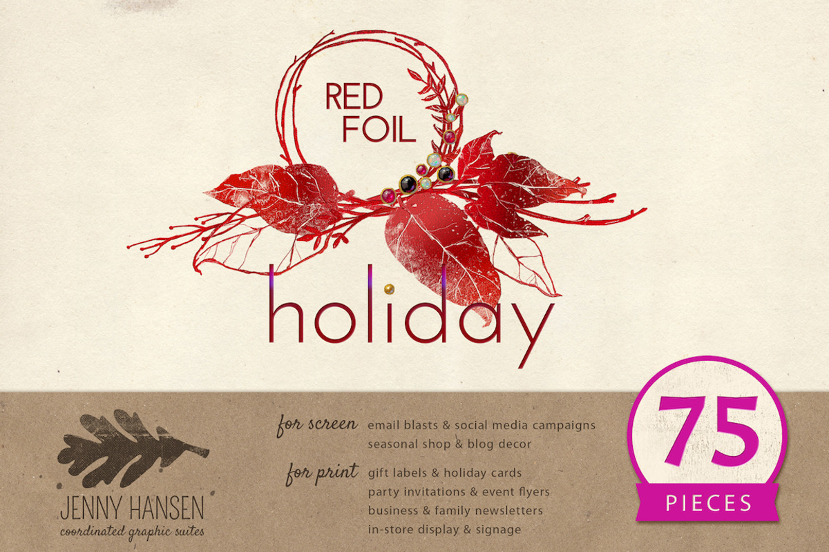 Graphics Bundle: Red Foil Holiday, a Templates & Theme by Jenny Hansen Suites (Photo 1 of 5)