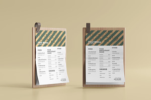 A4 Food Menu On A Board Mockup