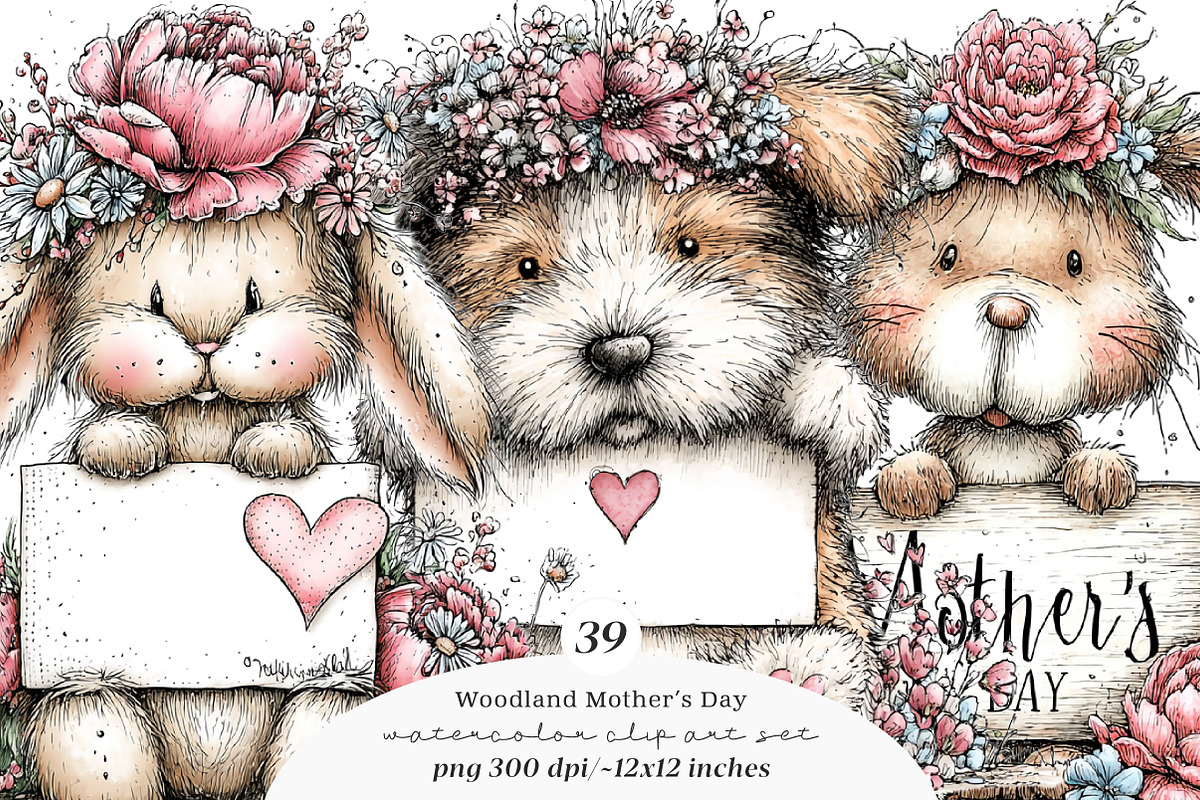 Whimsical woodland mothers day PNG, an Illustration by SinaCreation (Photo 1 of 11)