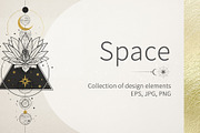 Space. Set of design elements, a Decorative Illustration by Nadia Murash (Thumbnail 1 of 5)