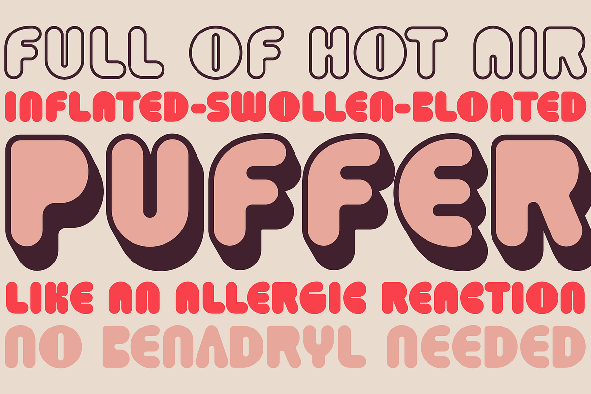 Puffer PB Family, a Sans Serif Font by Pink Broccoli (Photo 1 of 4)