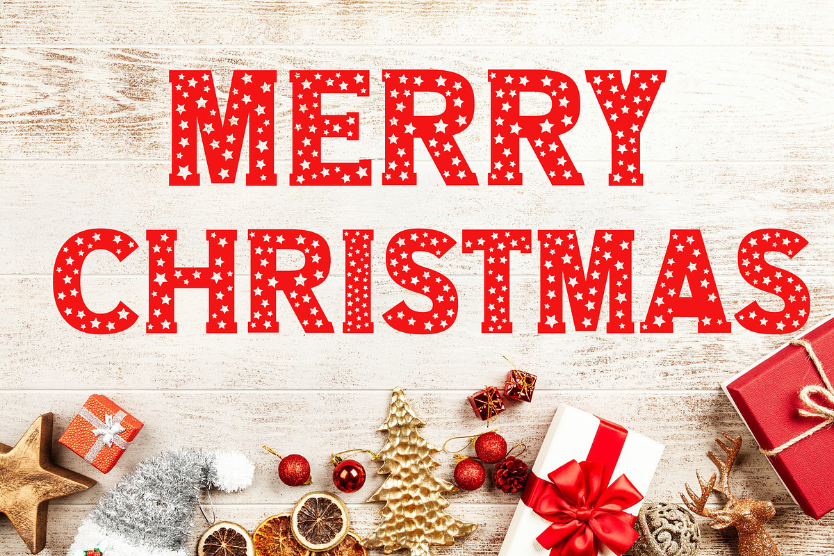 Christmas Stars Font, a Slab Serif Font by vladocar (Photo 1 of 9)