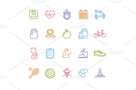 Fytness Health Outline Icon Set.