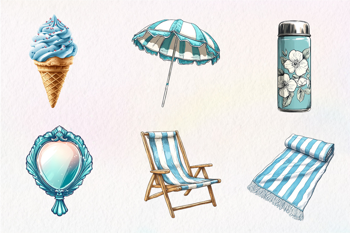 1950s Style Beach Day Clipart, an Illustration by CreationArt (Photo 5 of 5)