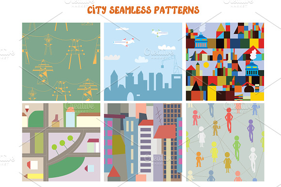 City Seamless Funny Patterns