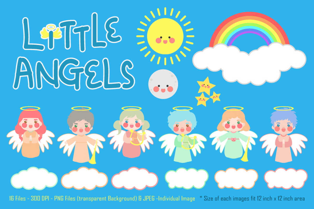Little Angels Digital Clipart, an Education Illustration by Cozy Cat Design (Photo 1 of 5)
