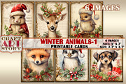 Vintage Christmas animals-1 picture, an Animal Illustration by CraftArtStory (Thumbnail 1 of 4)