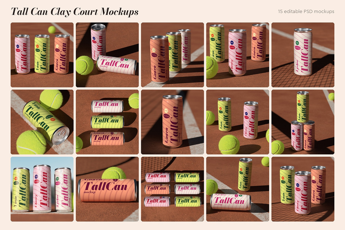 Tall Can Clay Court Mockup Pack, a Cups & Container Mockup by Motion-Box (Photo 3 of 4)