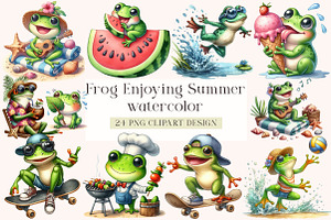 Frog Enjoying Summer Clipart, an Illustration by DreamArtGraphic