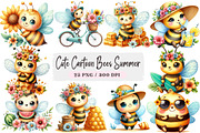 Cute Cartoon Bees Summer Clipart, an Illustration by DreamArtGraphic (Thumbnail 1 of 4)