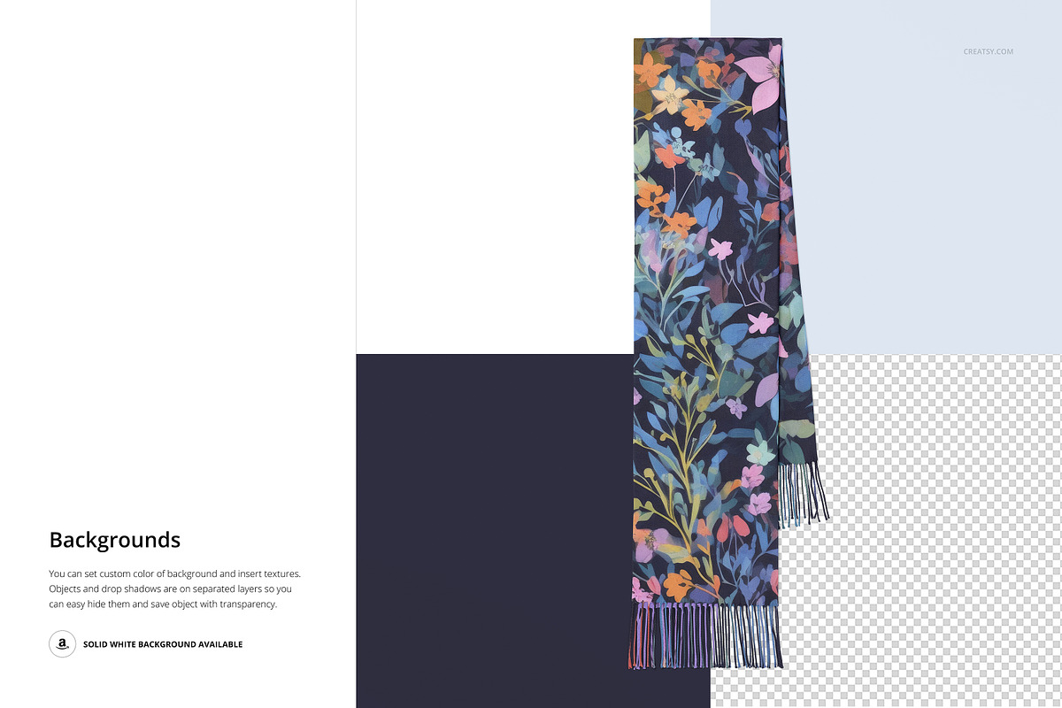 170x50 Woven Fringed Scarf Mockup, a Mask Mockup by creatsy5 (Photo 9 of 11)