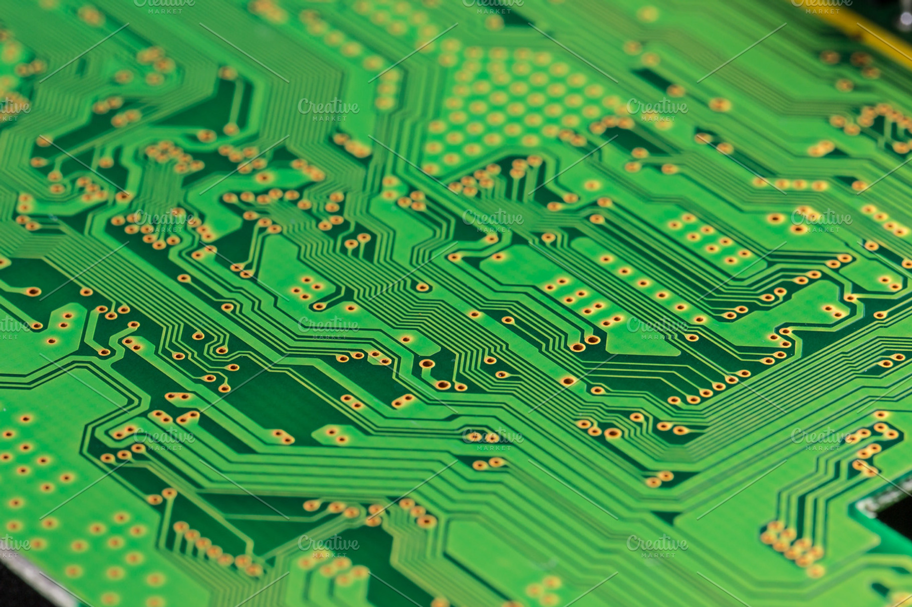 Green circuit board containing circuit, board, and background, a Technology Photo by Grafvision photography