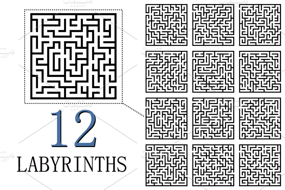 Vector labyrinths set, a Pattern Graphic by Patterns in July