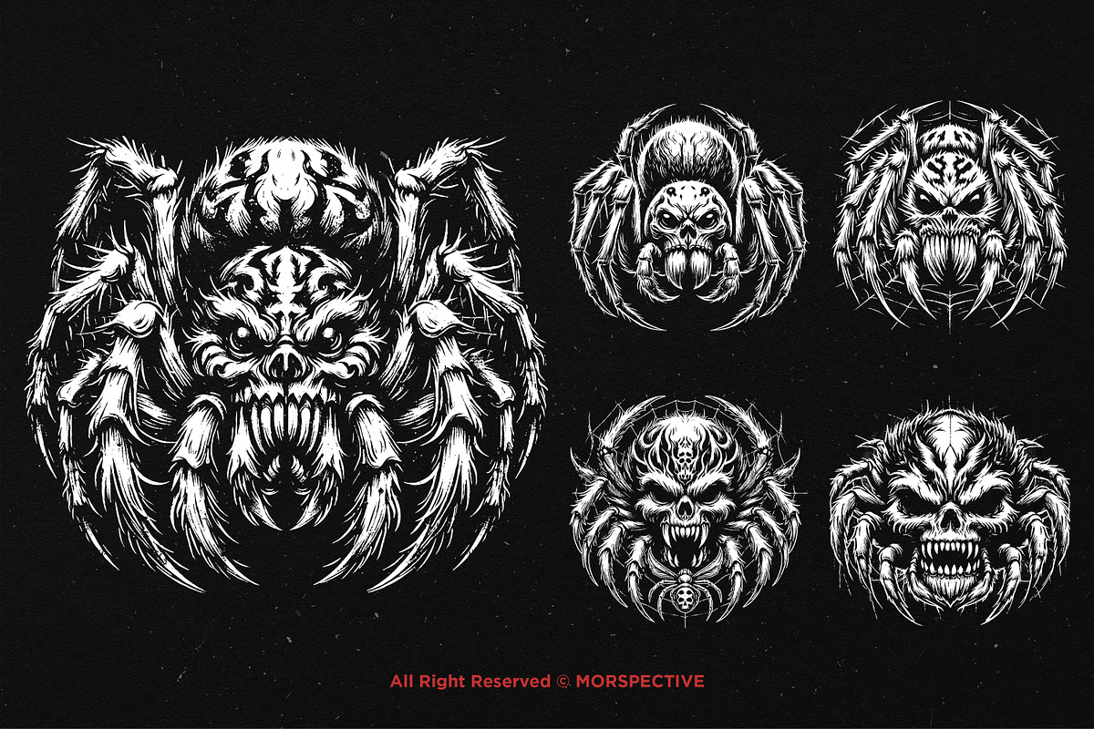 10 Bundle Dark Art Scary Spider, an Illustration by Morspective