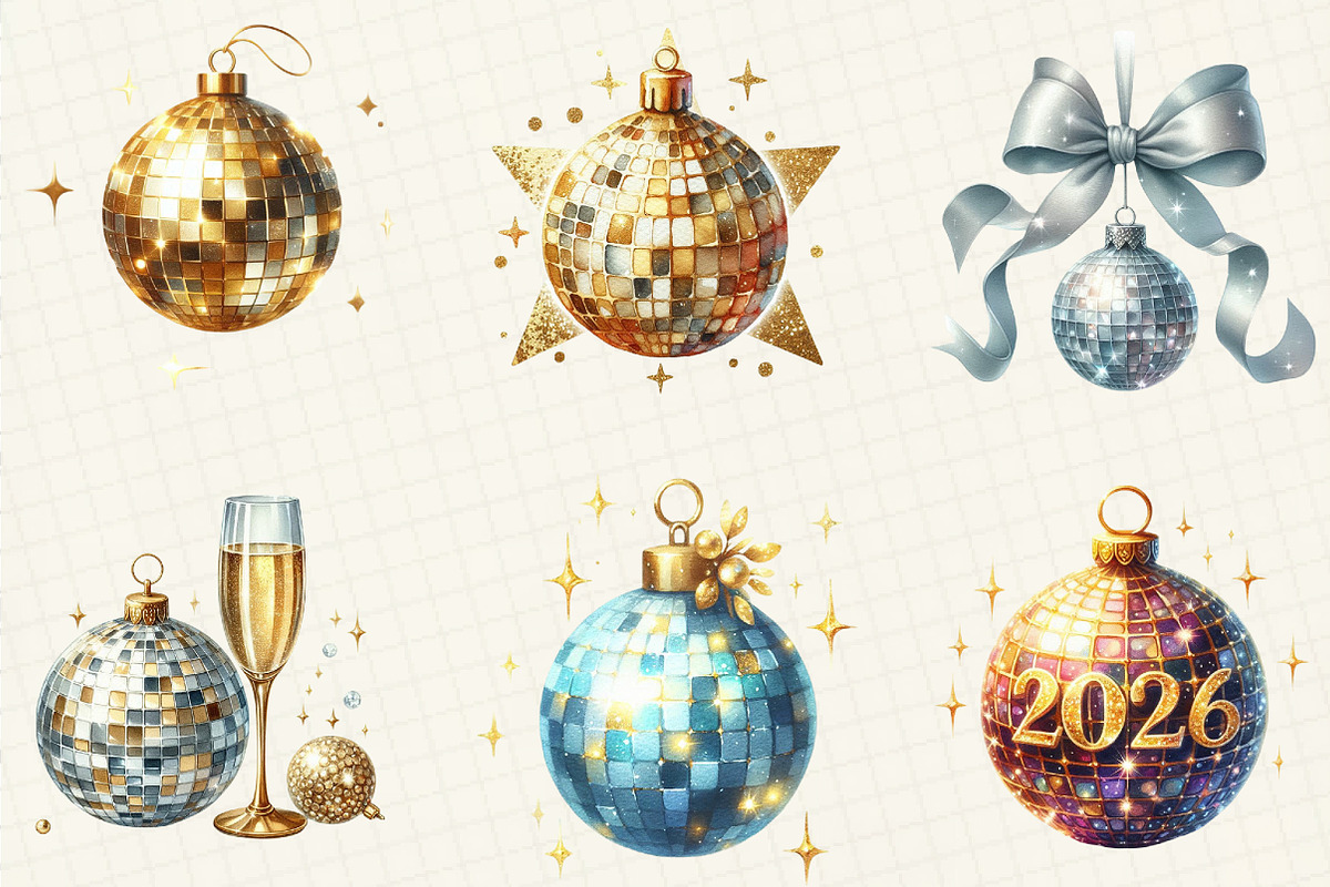 New Year Disco Balls Clipart, an Illustration by DreamCafeArt (Photo 3 of 6)