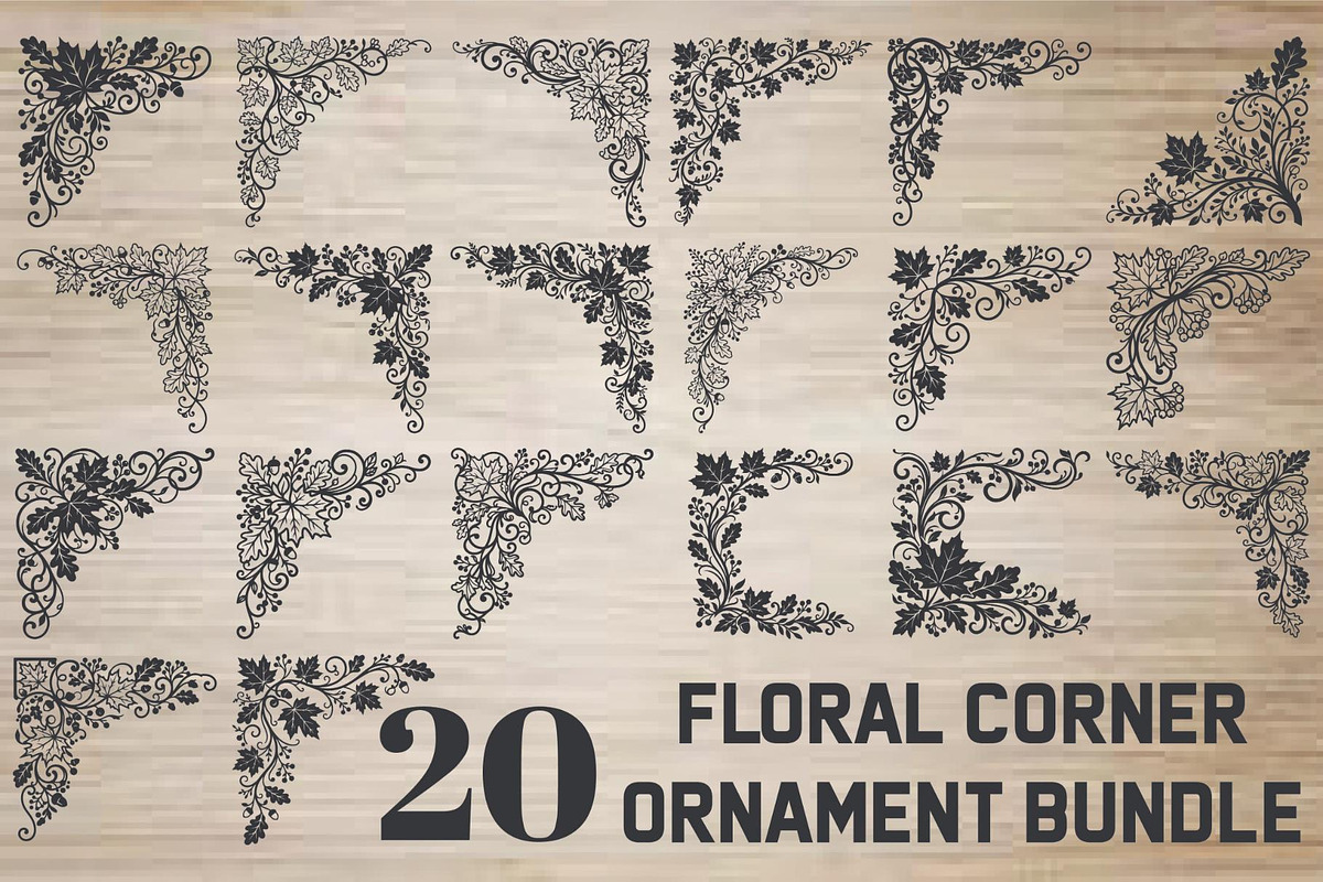 Floral Corner Ornament Bundle, an Object Graphic by hafijul (Photo 1 of 7)