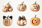 Beige Pumpkins Halloween Clipart, an Illustration by RobertsArt (Thumbnail 2 of 6)