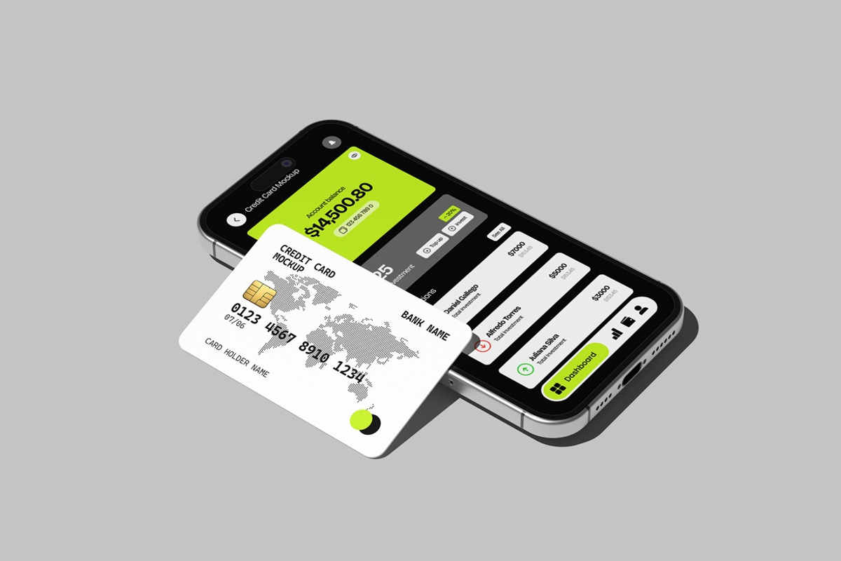 iPhone and Credit Card Mockup, an iPhone Mockup by Pexelyou (Photo 3 of 6)