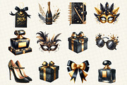 Happy New Year Gold and Black Clipar, an Illustration by DreamCafeArt (Thumbnail 3 of 8)