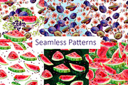 Set of watercolor fruits and flowers, a Food Illustration by DariKa (Thumbnail 4 of 4)