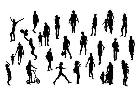 Silhouettes of girls and women