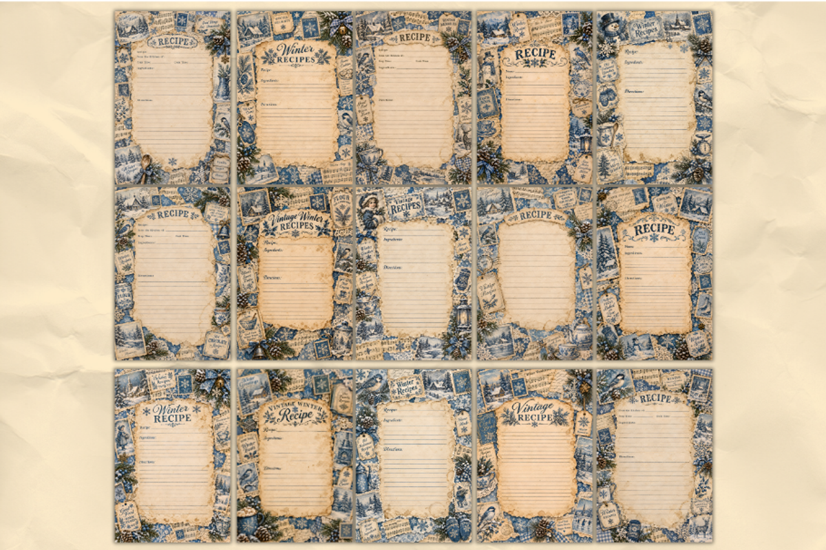 Winter Ephemera Recipe Pages PNGs, a Seasonal Illustration by Markicha Art (Photo 2 of 5)