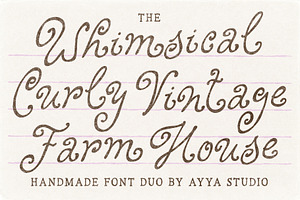 Handwritten Vintage Curly Font Duo, a Handwritten Font by Ayya Studio
