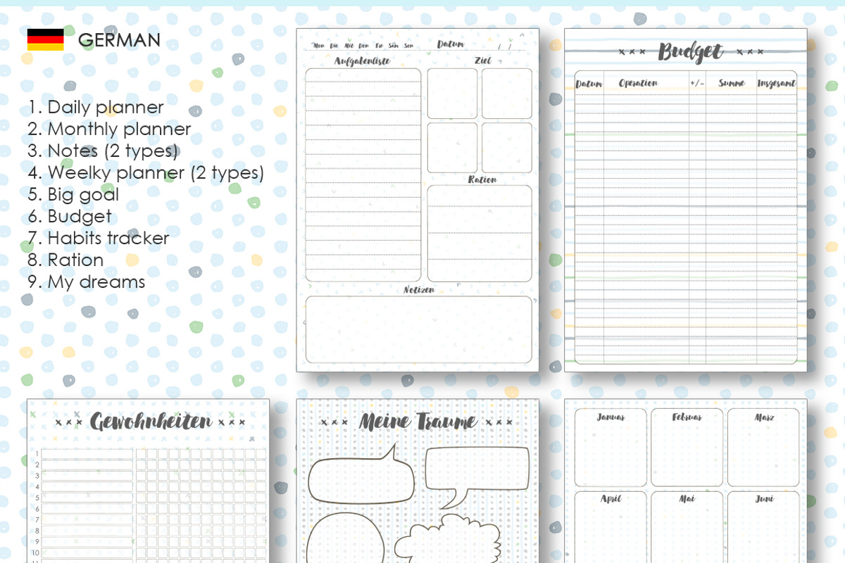 Planner kit vol.2 - 4 languages!, a Stationery Template by Lina_Lisichka (Photo 3 of 6)