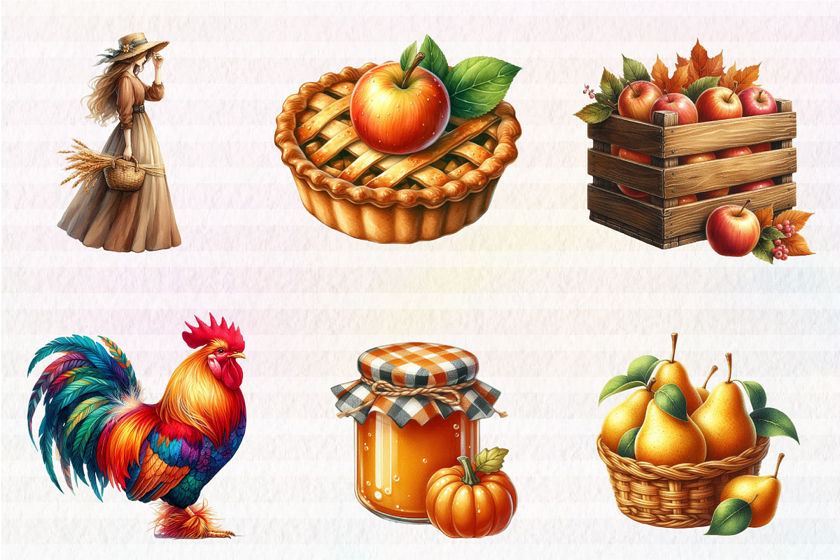 Watercolor Autumn Farm Clipart, an Illustration by CreationArt (Photo 4 of 6)