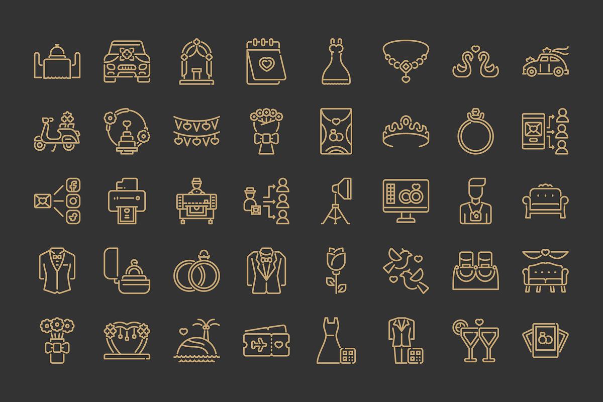 240 Wedding Icons, an Outline Icon by Berkah Studio (Photo 3 of 6)
